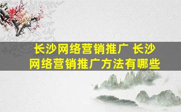 长沙网络营销推广 长沙网络营销推广方法有哪些